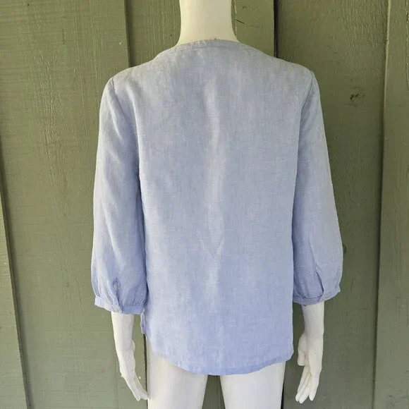 JOIE Pale Blue Linen Tunic Top Small S - Picture 3 of 4
